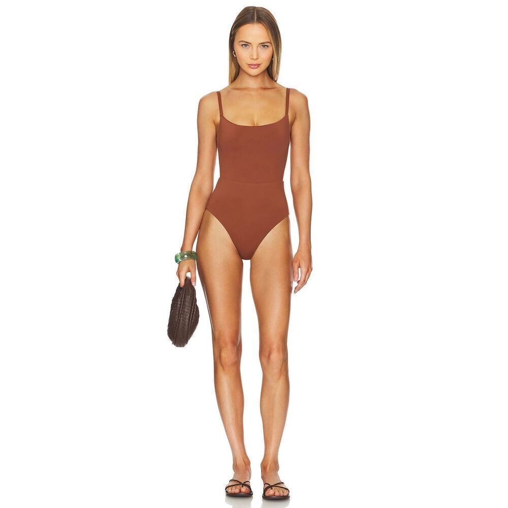 Anemos Square Neck Maillot One Piece Swimsuit in Sienna XL